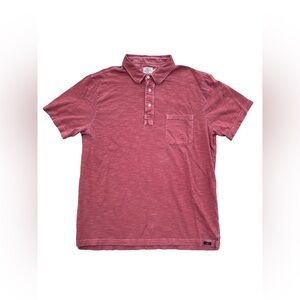Faherty Men’s Size Large‎ Short Sleeve Slub Pocket Polo Shirt in Salmon Red